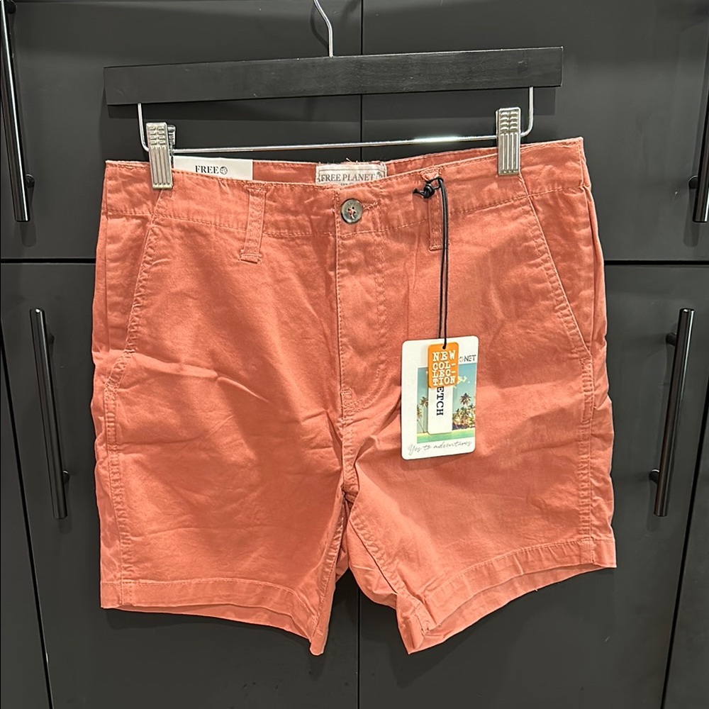 Free Planet Orange Flat Front Shorts
